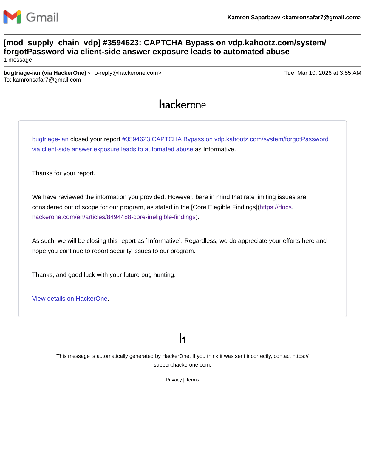 Kahootz VDP — CAPTCHA Bypass